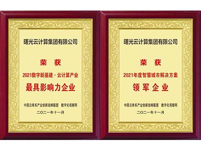 曙光云斩获“最具影响力企业”、“领军企业”两项殊荣