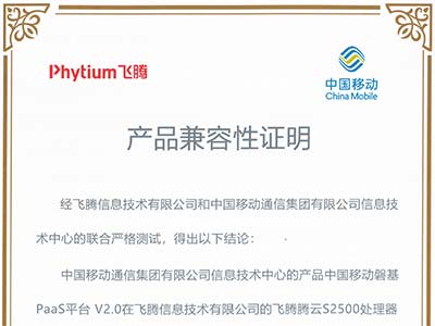 中国移动磐基PaaS平台与飞腾CPU完成适配 共铸云原生产业生态