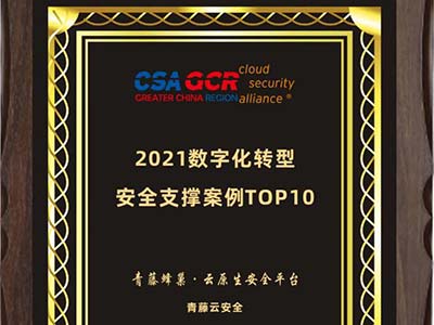 青藤荣获CSA“数字化转型安全支撑案例 TOP10”