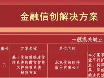 优炫数据库入选金融信创解决方案