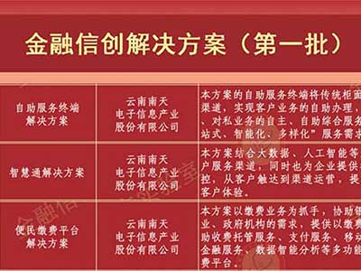 南天信息三项方案入选《金融信创解决方案（第一批）》清单