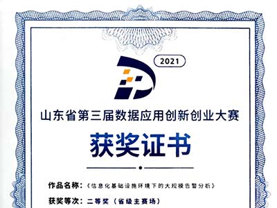 观安信息荣获山东省第三届数据应用创新创业大赛二等奖